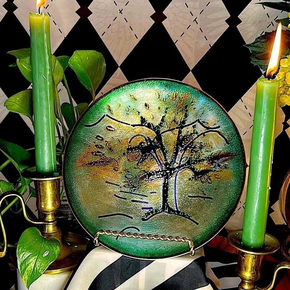 Copper Enamel Art Plate | Vibrant Hand-Fired Colors • One-of-a-Kind‎